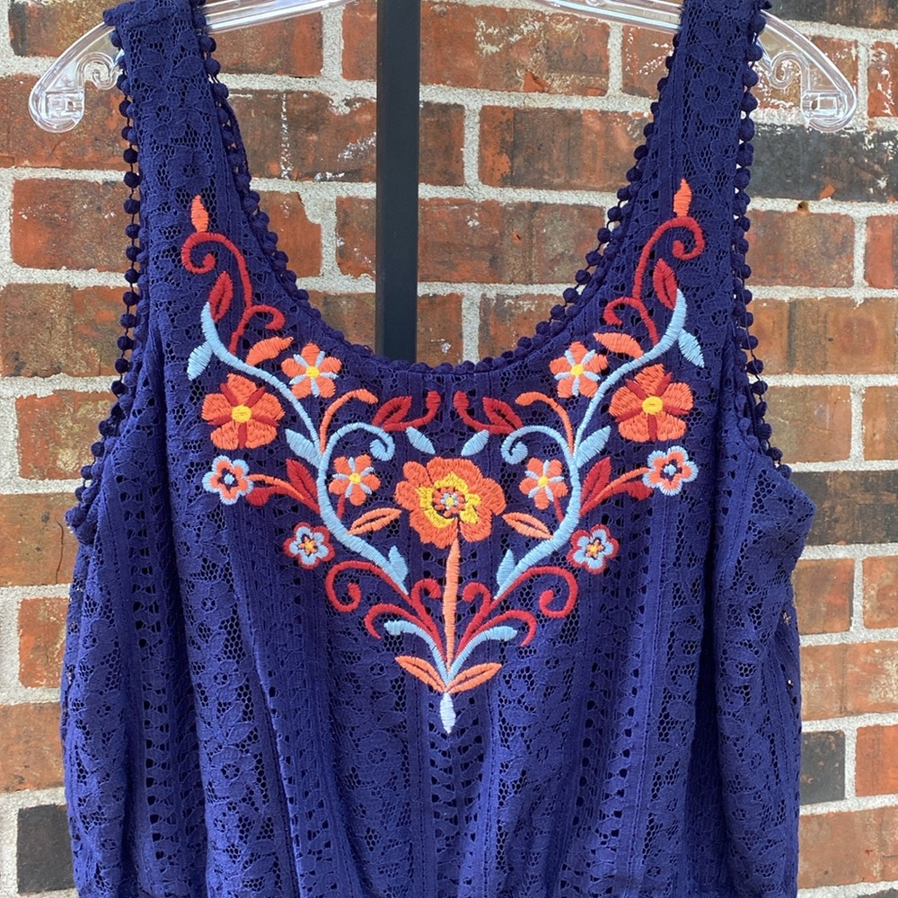 Xhilaration Romper Navy Blue Lace